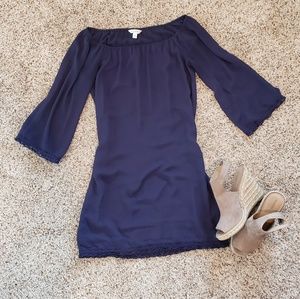 Bell Sleeve Lace Trim Dress!